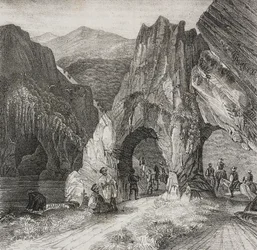 Uitzicht op de Balkan, lithografie door Salvatore Puglia uit Poliorama Pittoresco, nr. 13, 2 november