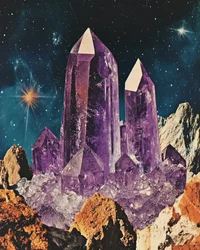 Kosmisch landschap van amethist