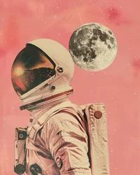 Astronaut bij zonsondergang op de maan