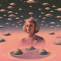 De ruimtedroom van de blonde vrouw