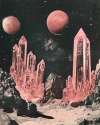 Kosmisch kristallen landschap