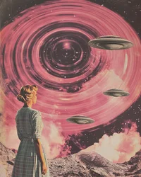 Retro-scifi-uitzicht op de melkweg