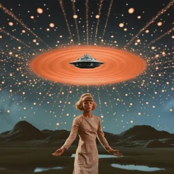 Surrealistische landing van buitenaardse wezens