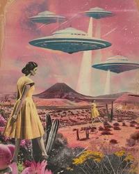 Vintage woestijn-UFO-dames