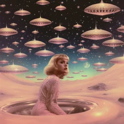 Een vintage sciencefiction-ontmoeting