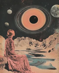 Vrouw die naar de kosmos staart