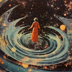 Vrouw in een kosmische werveling