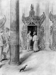 De Prins en Prinses van Wales in het paleis van koning Theebaw, Mandalay, Birma, 1906