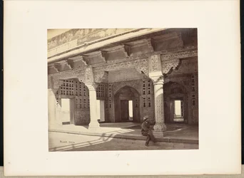Agra; het Fort, interieur van de Zenana, met het mozaïekwerk