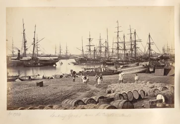 Goederen lossen bij het Douanehuis, Calcutta