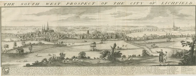 Lichfield - Zuidwest Prospect: gravure