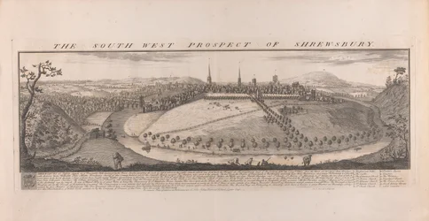 Zuidwestelijk uitzicht op Shrewsbury, Shropshire