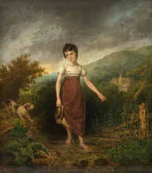 Een meisje dat een stroom oversteekt