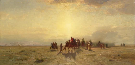 Caravan in de woestijn