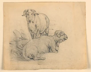 Tekening, Studie. Twee rammen, ca. 1850