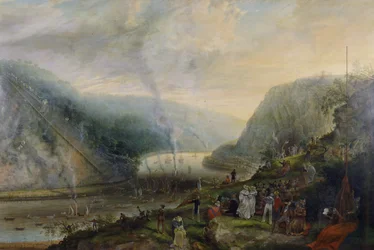 De ceremonie van het leggen van de eerste steen van de Clifton Suspension Bridge