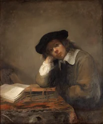 Portret van een studerende jongeman Zelfportret