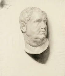 Schets van een gipsafgietsel van een mannelijk hoofd, 1872