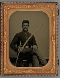 Ongenoemd Portret van een Zittende Soldaat met Sabel, 1862