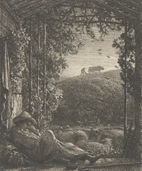 De slapende herder, vroege ochtend, 1857