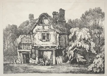 Een serie oude gebouwen en landelijke huisjes in het noorden van Engeland: Bij Ashbourn, 1821