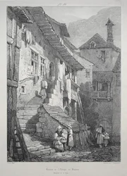 Ruïnes van de abdij van Baume. Interieur van de binnenplaats