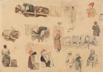 Schetsen van Boeren en Werkpaarden
