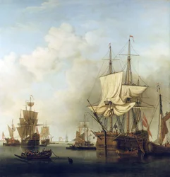 Deense houttransportschip, in de monding van de Theems, naar Gravesend, Engeland