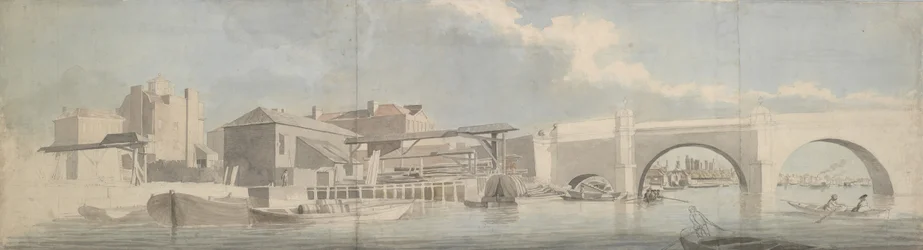 Westminster Bridge, de Surrey-kant, ca. 1750