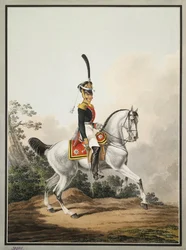 Veld-officier van het Preobrazhensky Regiment te paard, begin 19e eeuw