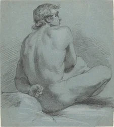 Zittende Mannelijke Naakt