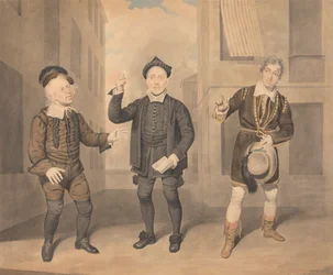 Een scène uit een toneelstuk - drie acteurs