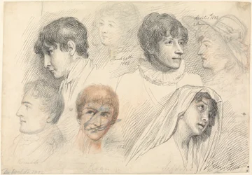 Portretstudies van acteurs waaronder Mary Wells als Cowslip, John Kemble, Edmund Kean, en Sarah Siddons als Hermione