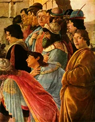 Detail uit de Aanbidding der Wijzen met zelfportret van Botticelli, 1475, 1937