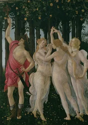 Detail van de Drie Gratiën en Mercurius, uit de Primavera (detail)