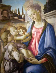 Italiaans:  Madonna col Bambino e due angeli Madonna en kind en twee engelen