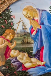 Madonna die het kind Jezus aanbidt met jonge St. Johannes, c.1483-87