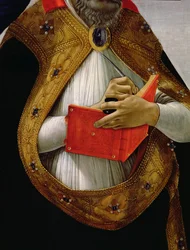 St. Augustinus, uit De Kroning van de Maagd (detail)