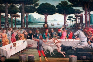 Het banket in het dennenbos, 1482-1483