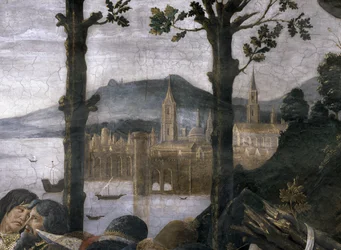 De reiniging van de melaatse en de verzoeking van Christus, in de Sixtijnse Kapel (detail)