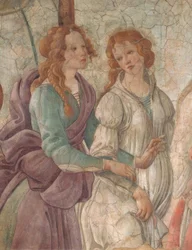 Venus en de Gratiën die geschenken aanbieden aan een meisje, 1480-83