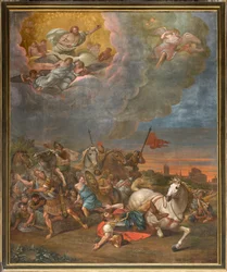 Muur tegenover de tegengevel van het noordtransept, Bekering van Saul (1814)