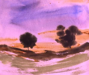 Dromerig landschap bij zonsondergang