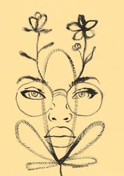 Tekening van een bloemenportret