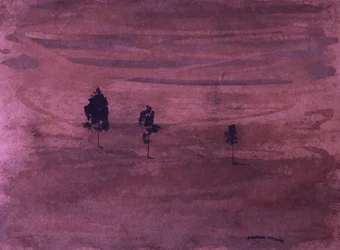 Minimalistisch pruimkleurig landschap