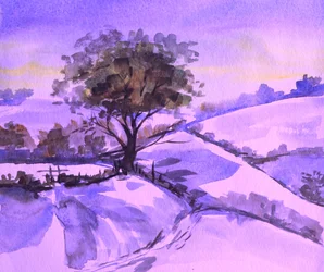 Paars winterlandschap