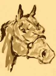 Sepiakleurig paardenportret