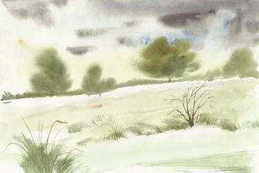 Rustig aquarellandschap