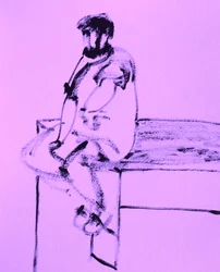 Nadenkende zittende figuur