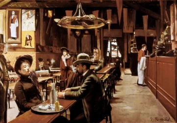 Interieur van Café in Montmartre, Parijs